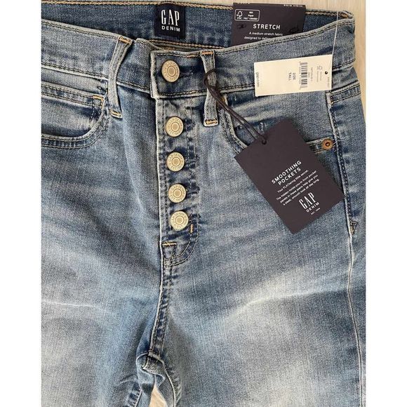 Gap High Rise Skinny Stretch Exposed Button Fly Size 26 Tall NWT - Picture 4 of 5